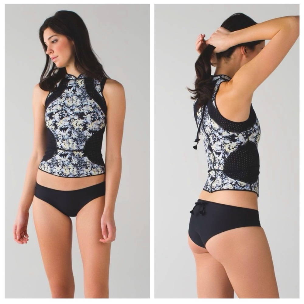 Lululemon Salty Swim Rashie Crosscourt Petal Black Clarity Yellow / Black